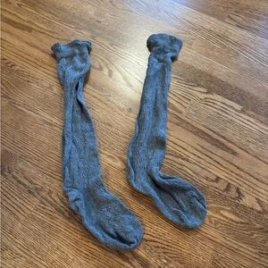 Gray Over-the-Calf Ribbed Dress Socks